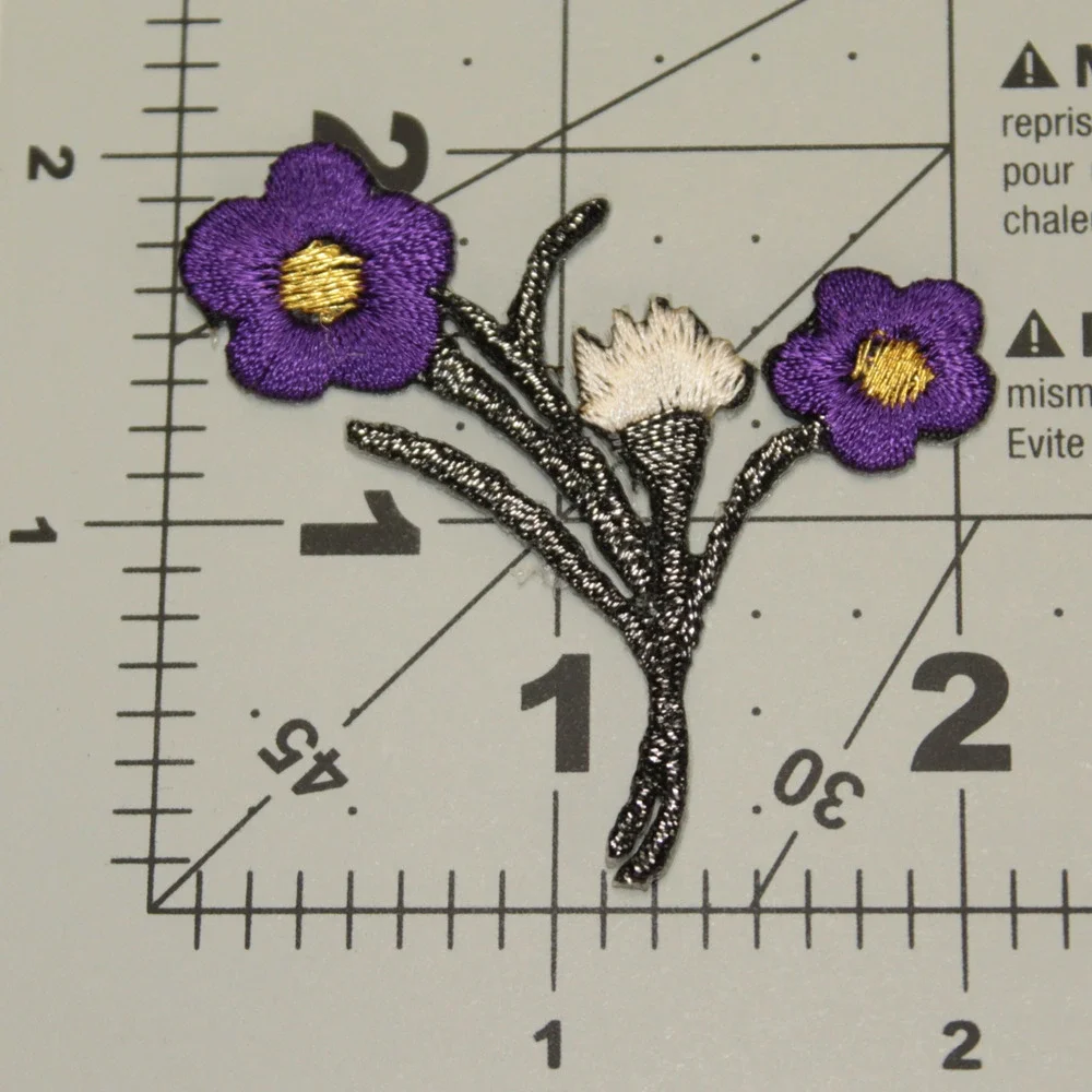 Spring Flower Bouquet Embroidery Iron On Patch Purple Handmade